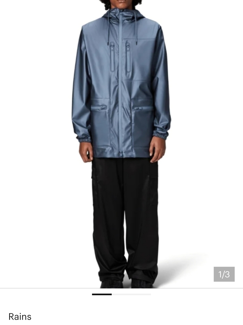 Rains Men's Cargo Long W3 Hooded Raincoat